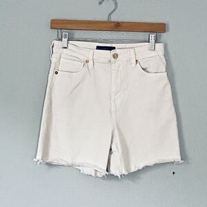 Sanctuary Shorts Size 26 Cream Ivory High Waisted Raw Hem Cut Off Denim Shortie